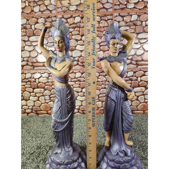 Mid-Century Midern vintage 2 Ceramic Balinese Dancer Figurines large - Picture 8 of 8